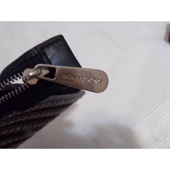 Michael Kors Black Velvet & Leather Wristlet Silver Accents - Picture 5 of 5